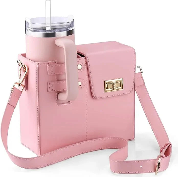 Crossbody Water Cup Storage Bag, Outdoor Water Bottle Carrier Bag With Storage Pocket, Tumbler Carrier Office Bag For Girls