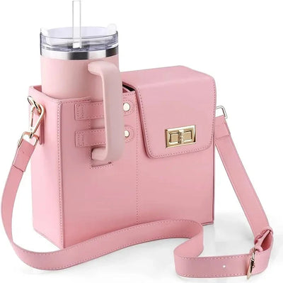 Crossbody Water Cup Storage Bag, Outdoor Water Bottle Carrier Bag With Storage Pocket, Tumbler Carrier Office Bag For Girls