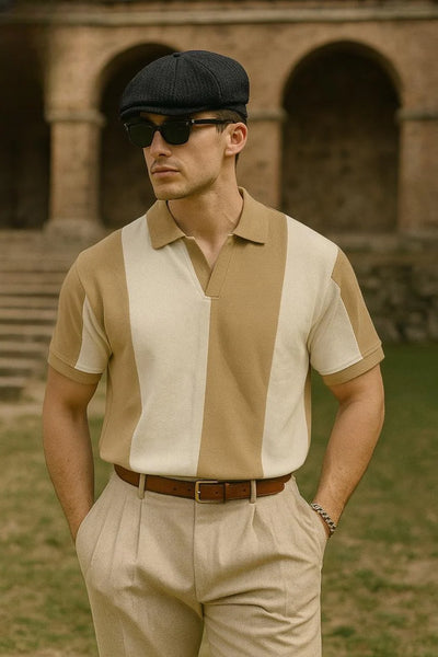 Old Money Panel V Collar Tshirt
